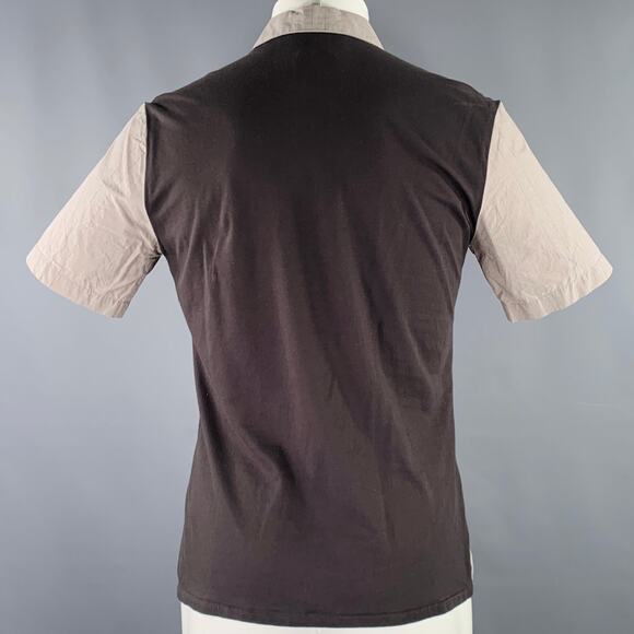 STEPHAN SCHNEIDER Size M Grey Taupe Mixed Fabrics Cotton Short Sleeve Shirt - Picture 3 of 4
